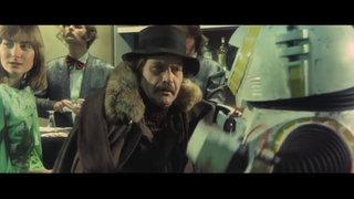 Vic Morrow “acting” drunk. Possible Dr Who Cosplay. Also he has a comic relief robot, never seen that before...